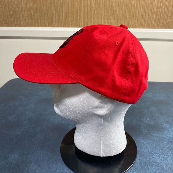 OWNYC Women's Cotton Black Glitter Bear Strapback Dad Hat Red One Size - Picture 2 of 7